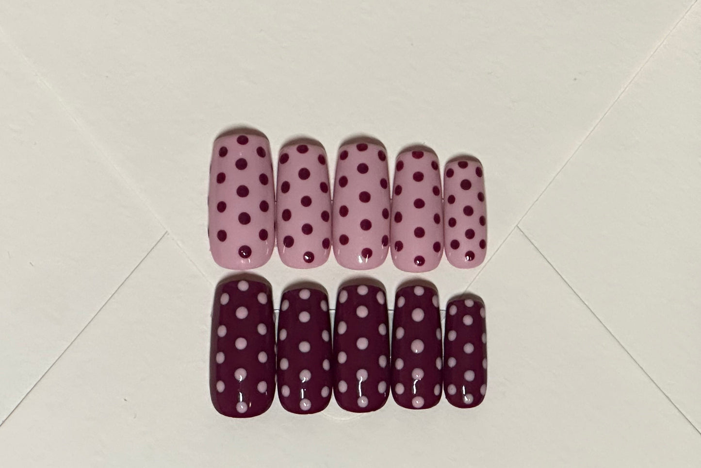 Pink and Burgundy polka dots