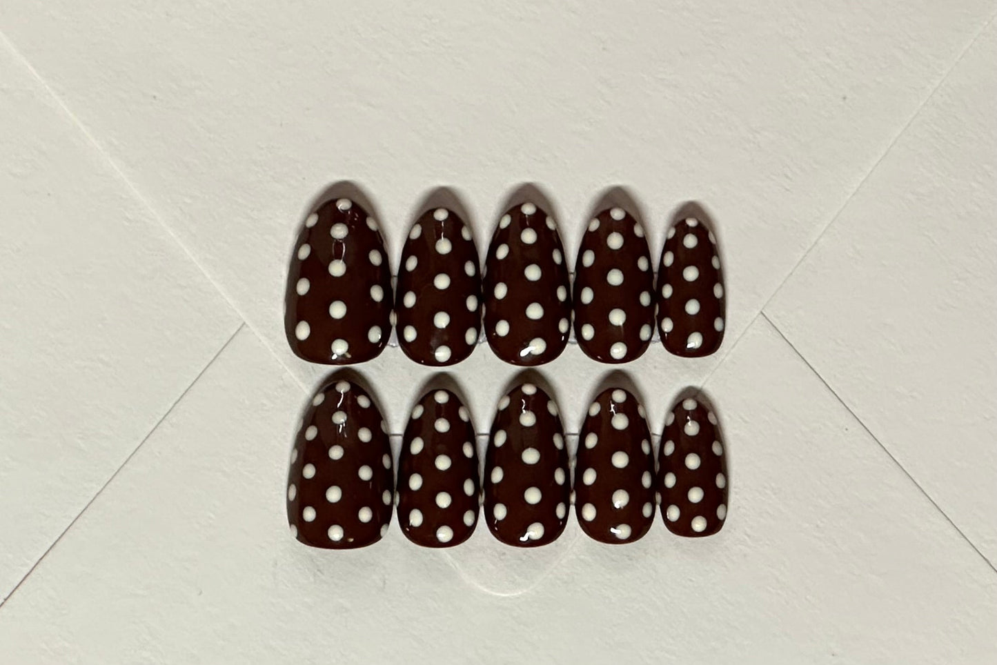 Brown with cream polka dots